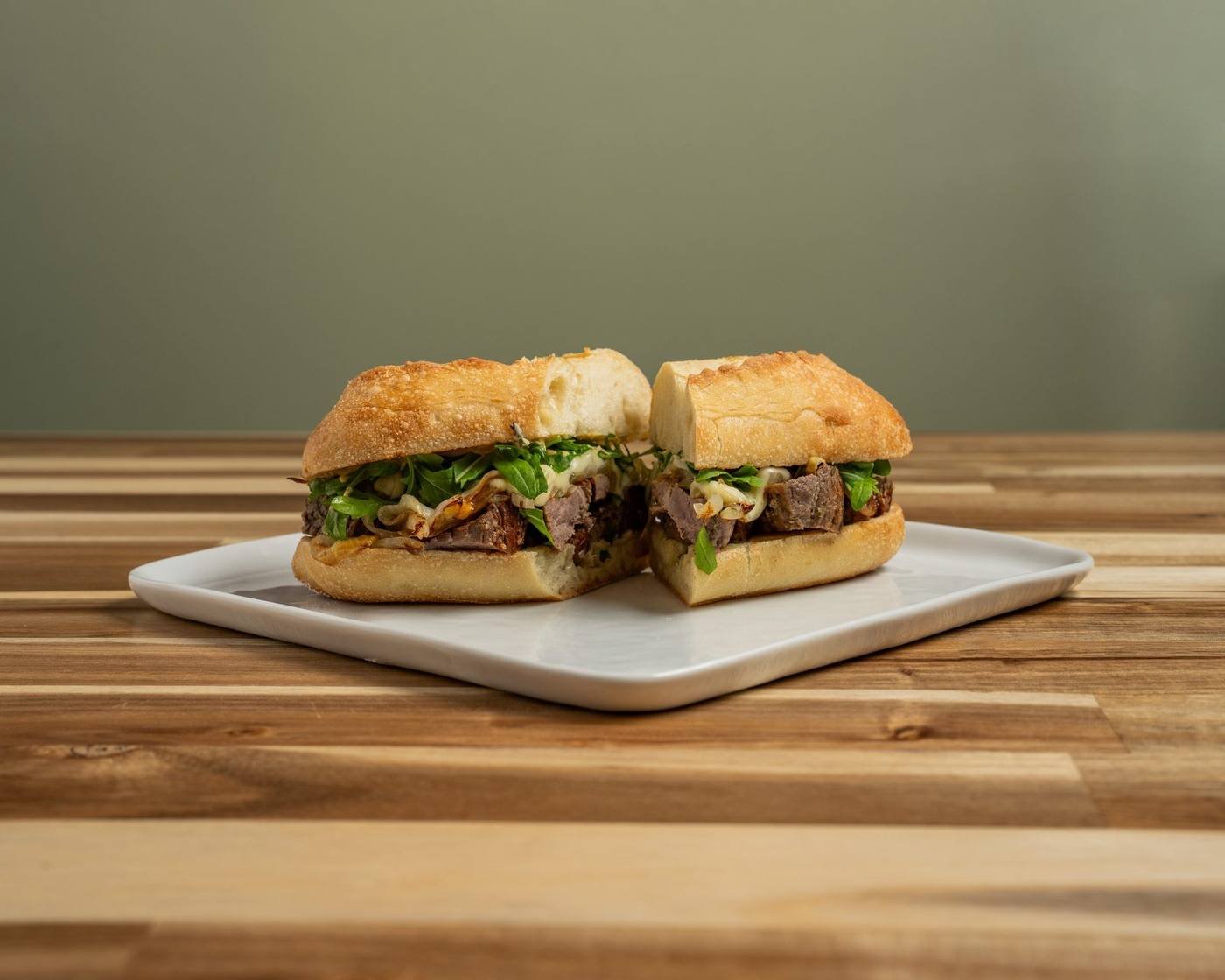 Alberta steak sandwich on a hoagie bun